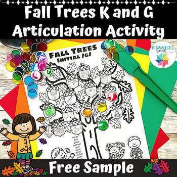Preview of K and G Fall Trees Printable Articulation Activity Speech Therapy FREEBIE