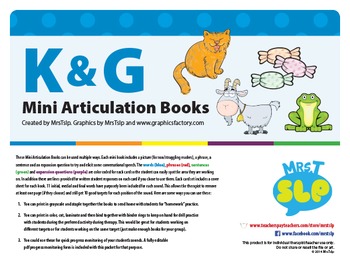 Preview of Articulation Mini Books: K and G Sounds