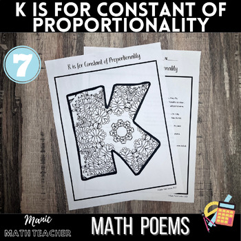 Preview of K is for Constant of Proportionality -Math & Poems - ABCs - Mindfulness Coloring