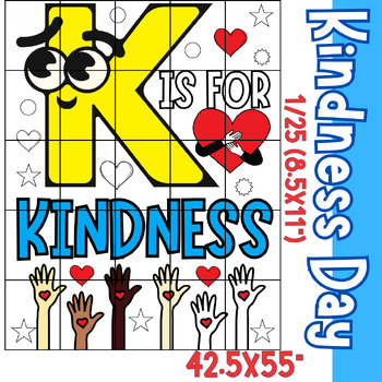 Preview of K is for Kindness Collaborative Poster Coloring | Harmony day