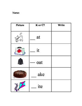 k or c phonics worksheet by the kindergarten circus act tpt