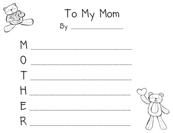 K/1 Mother's Day Activities Freebie by Kimberly Cavett | TPT