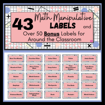 Preview of K5 Math Manipulative Labels and Over 50 Bonus Labels for the Classroom