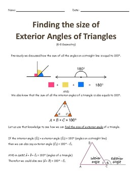 Preview of K8 investigating the exterior angle of a triangle