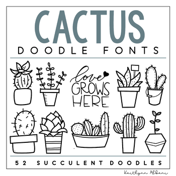 Preview of KA Fonts - Cactus & Succulent Doodle Font