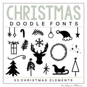 Preview of KA Fonts - Christmas Doodle Font - Design Elements