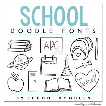 Preview of KA Fonts -  School Doodles