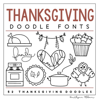 Preview of KA Fonts -  Thanksgiving Doodles