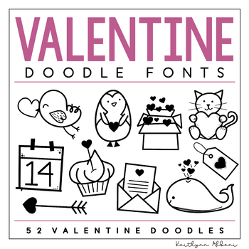 Preview of KA Fonts - Valentine's Day Doodle Font