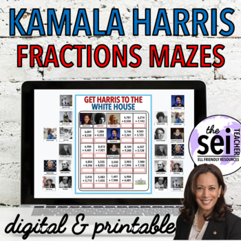 Preview of KAMALA HARRIS DIGITAL INAUGURATION DAY 2021 ACTIVITIES MATH - FRACTIONS