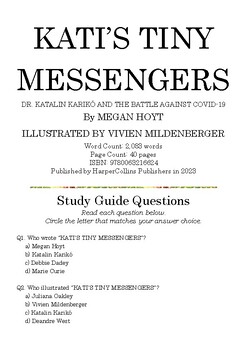 Preview of KATI’S TINY MESSENGERS by MEGAN HOYT; Multiple-Choice Study Guide