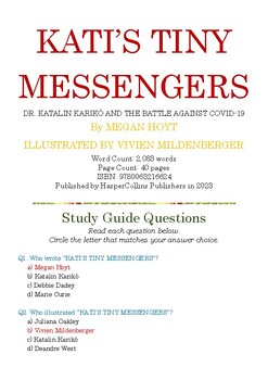 Preview of KATI’S TINY MESSENGERS by MEGAN HOYT; Multiple-Choice Study Guide w/Answer Key