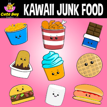Preview of KAWAII DOODLE JUNK FOOD |CLIP ART FREEBIE! | CLASSROOM DECOR