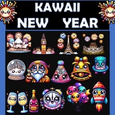 KAWAII New Years Clipart (Kawaii style clip art set for al