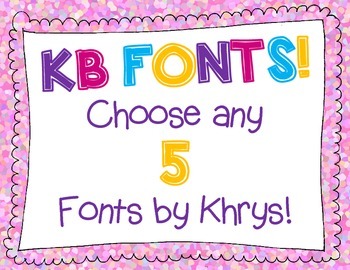 Preview of KB Fonts - Personal or Commercial Use: CHOOSE ANY 5 FONTS {from any of my sets}