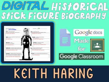 Preview of KEITH HARING Digital Historical Stick Figure Biography (MINI BIOS)