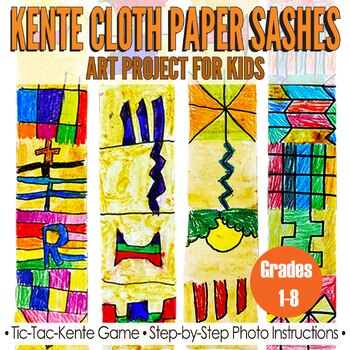 Preview of Kente Cloth Paper Sashes: Art Lesson for Kids