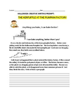 Preview of KERFUFFLE AT THE PUMPKIN FACTORY: A HALLOWEEN CREATIVE WRITING PROMPT