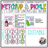 EARLY FINISHER KETCHUP AND PICKLE LIST