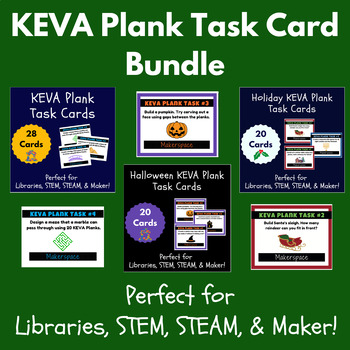 Preview of KEVA Plank Task Cards Bundle (68 Cards for Everyday, Halloween, and Holidays)