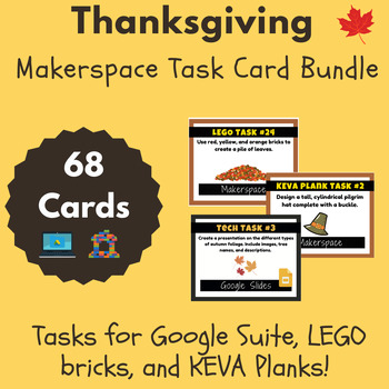 Preview of Ultimate Thanksgiving Makerspace Task Card Bundle (68 Cards)