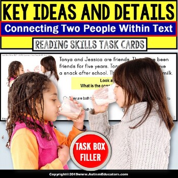 Preview of KEY IDEAS in Text Reading Comprehension Task Cards “Task Box Filler” for Autism