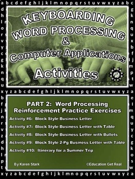 Preview of KEYBOARDING – WORD PROCESSING – COMPUTER APPLICATIONS  “Part 2 Activities 6-10”