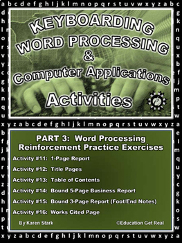 Preview of KEYBOARDING – WORD PROCESSING – COMPUTER APPLICATIONS  “Part 3 Activities 11-16”