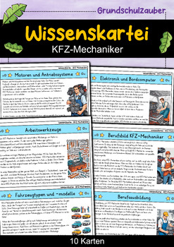 Preview of KFZ-Mechaniker - Wissenskartei - Berufe (German)