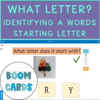 Preview of KG ABC Identifying Items & Starting Letters Boom Cards