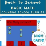 KG Back To School Functional Math Counting Supplies Boom Cards 3