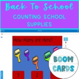 KG Back To School Functional Math Counting Supplies Boom Cards