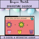 KG Basic Math- Spring Division Problem Solving Digital & Printable Task Cards