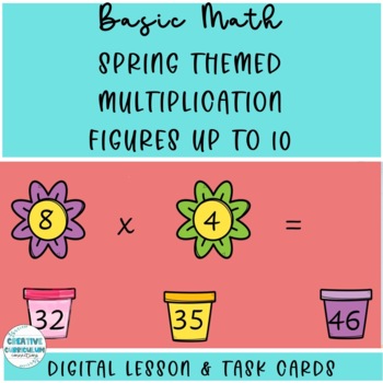 Preview of KG Basic Math Spring Multiplication Figures Up to 10 Digital Lesson & Task Cards