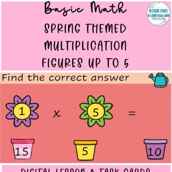 Preview of KG Basic Math Spring Multiplication Multiples to 5 Digital Lesson & Task Cards