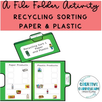 Preview of KG File Folder Activity Sorting Recycling Items Paper & Plastic