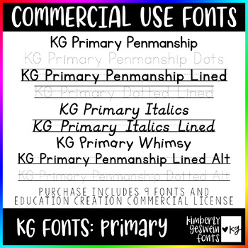 Preview of KG Fonts Bundle: PRIMARY Collection * Commercial Use * Elementary Fonts