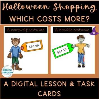 Preview of KG Halloween Functional Math Comparing Prices & Identifying Higher Values