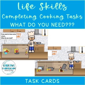 Preview of KG Identifying Necessary Items To Complete Various Cooking Tasks Task Cards