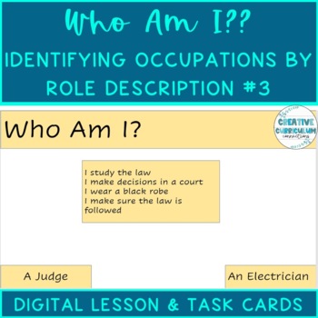 Preview of KG Identifying Occupations By Role Description Digital Lesson & Task Cards 3