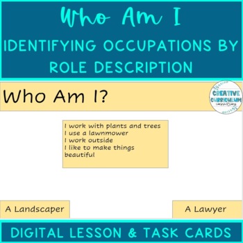 Preview of KG Identifying Occupations By Role Description Digital Lesson & Task Cards