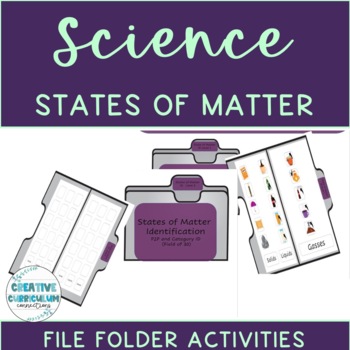 Preview of KG Identifying States Of Matter Solid Liquid Gas Varied File Folder Activities