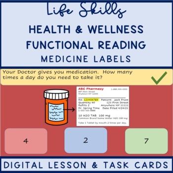 Preview of KG Life Skills Prescription Label Reading & Comprehension Digital Lesson & Task