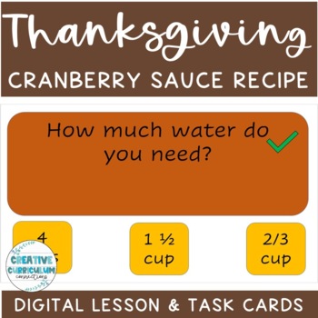Preview of KG Life Skills Thanksgiving Dinner Cranberry Sauce Recipe Reading & Comp