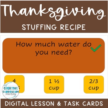 Preview of KG Life Skills Thanksgiving Dinner Stuffing Recipe Reading & Comp