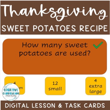 Preview of KG Life Skills Thanksgiving Dinner Sweet Potatoes Recipe Reading & Comp