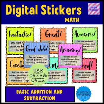 Preview of KG Math Digital Stickers - See Saw and Google - Basic Addition and Subtraction