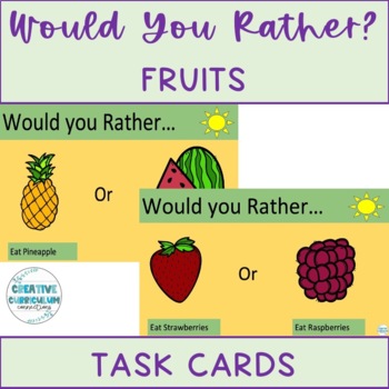 Preview of KG Social/Communication Activity Would You Rather Fruit Task Cards