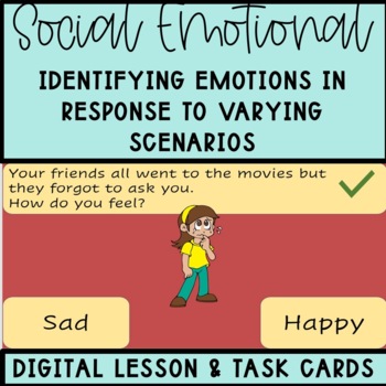 Preview of KG Social/Emotional Identifying Emotion To Social Scenarios Digital & Task Cards