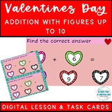 KG Valentines Day Basic Math Addition W/ 1-10 Digital Less